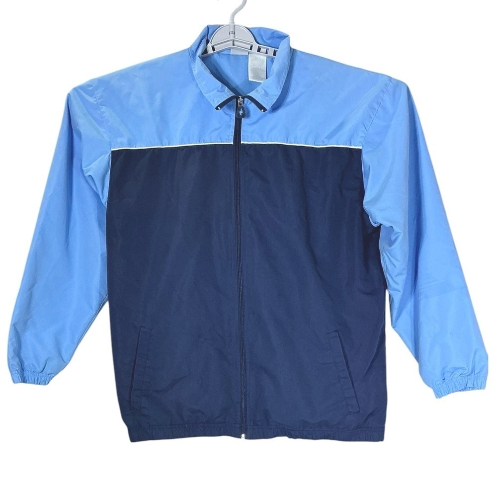 Athletic Works Jacket Zip Up Lightweight Lined Color block Navy Blue Men Medium